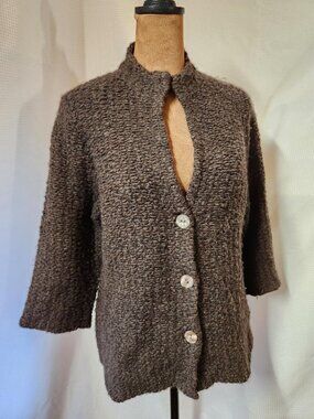 Women's Eileen Fisher Alpaca Knit Cardigan Sweater Sz Petite Large MSRP $248